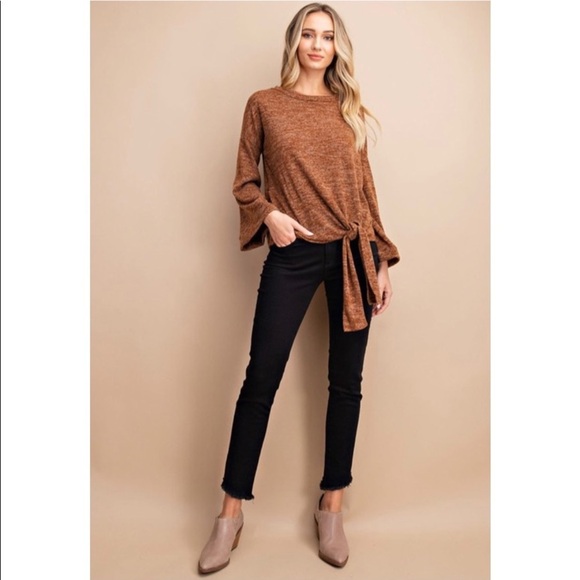 NEW! Marbled Knit Self tie Top! - Picture 3 of 5